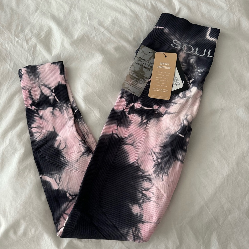 NEW NUX Tie-Dye SoulCycle Leggings - Pink and Black. Size Small
